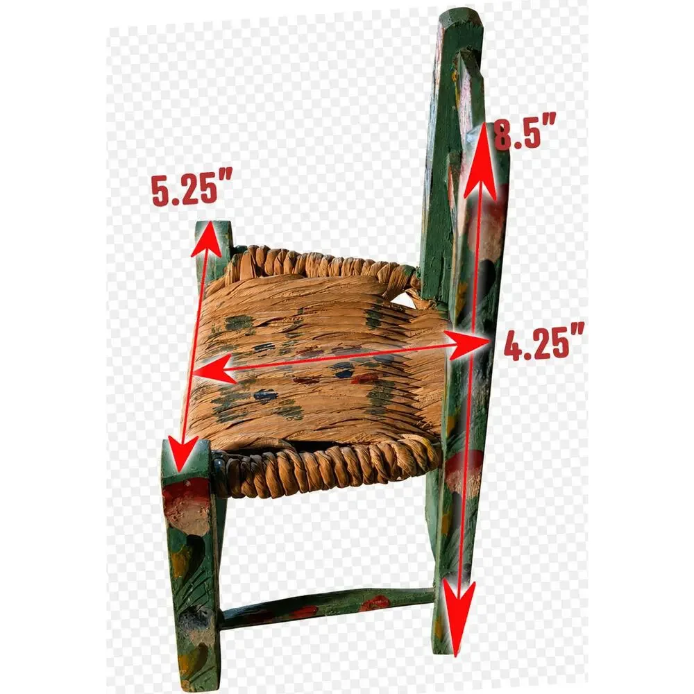 Vintage Mexican Folk Art Doll Chair 8.25